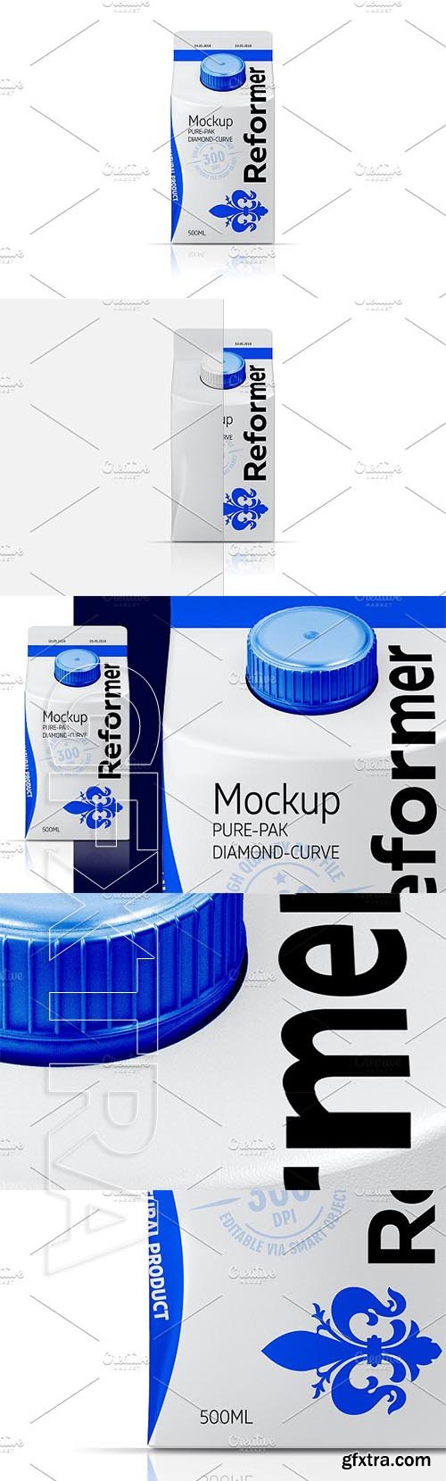 CreativeMarket - 500ML Milk Mockup DIAMOND CURVE 2065380