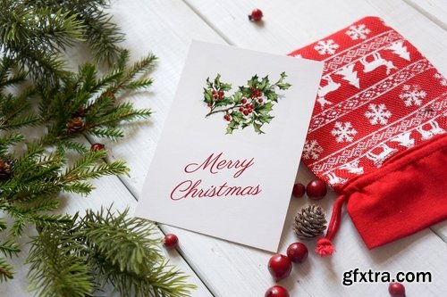 Christmas card poster mockup