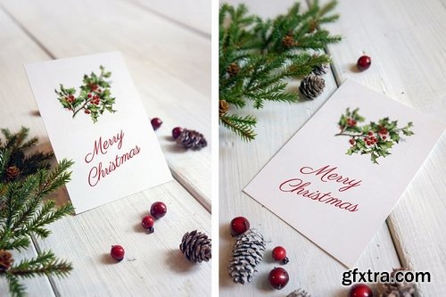 Christmas card poster mockup