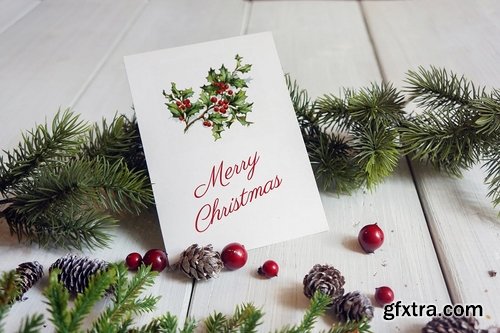 Christmas card poster mockup