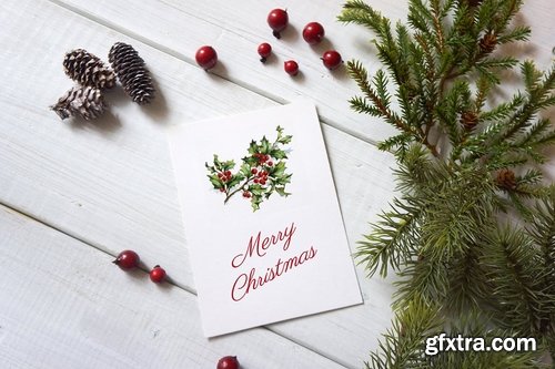 Christmas card poster mockup