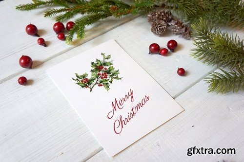 Christmas card poster mockup