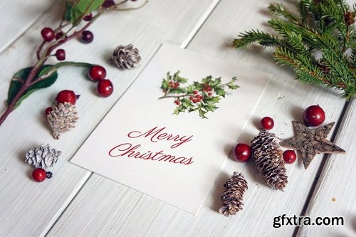 Christmas card poster mockup