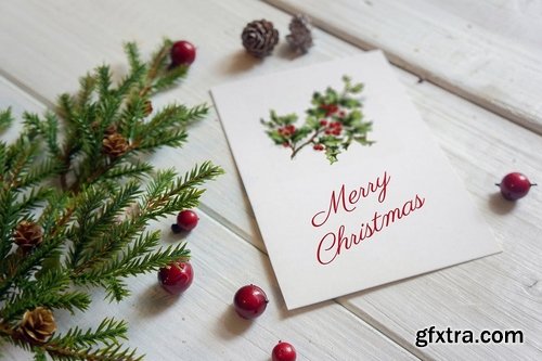 Christmas card poster mockup