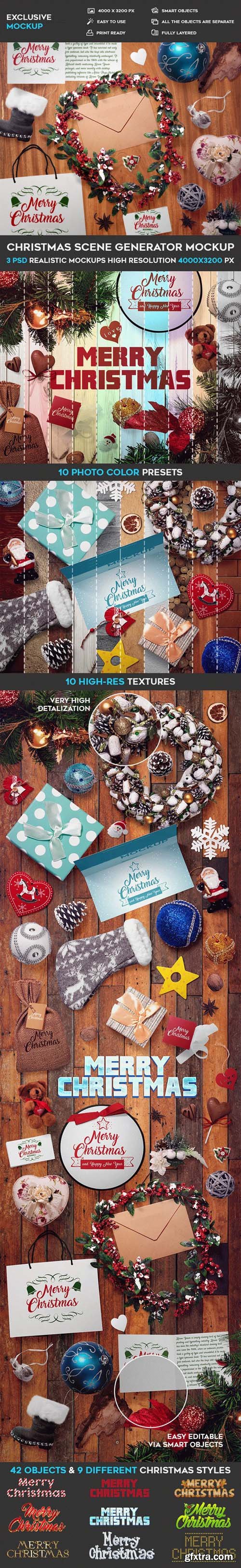 Christmas Scene PSD Mockups (49 objects)