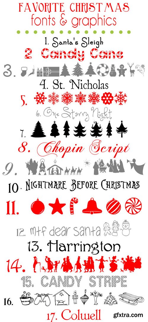 Favorite Christmas Fonts and Graphics Collection (17 Fonts)