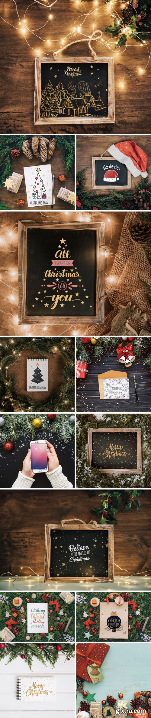 13 Decorative Christmas PSD Mockups Collection