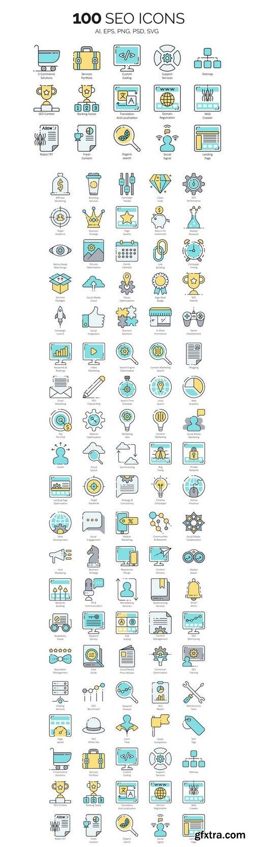 100 SEO & Internet Marketing Icons