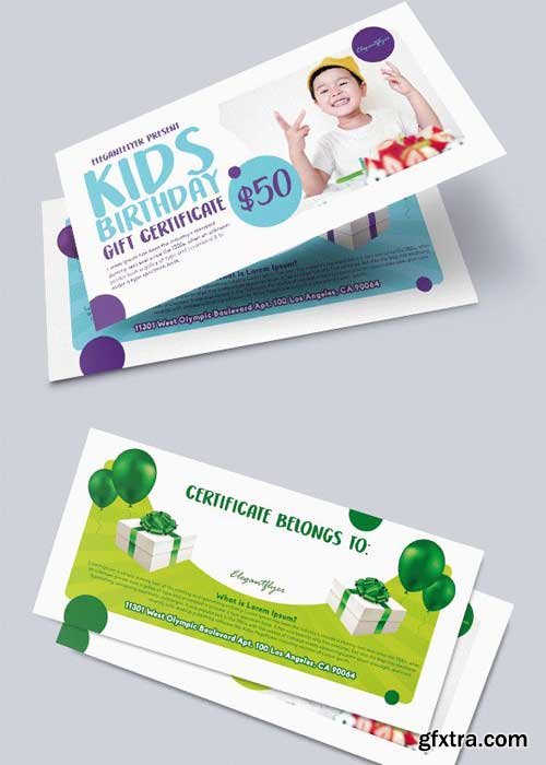 Kids Birthday V5 Premium Gift Certificate PSD Template