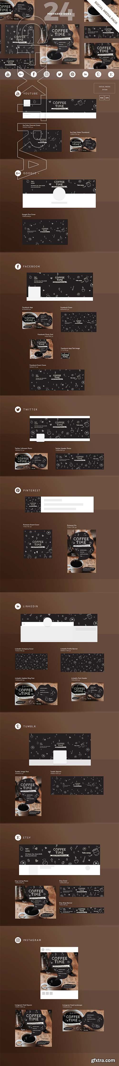 CreativeMarket - Social Media Pack Coffee Time 2161228