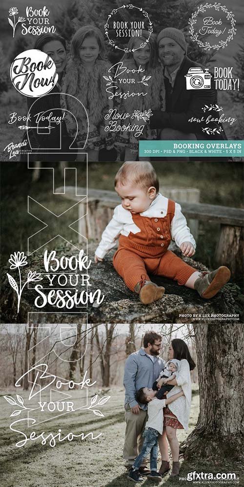 CreativeMarket - Now Booking Photography Overlays 2162732