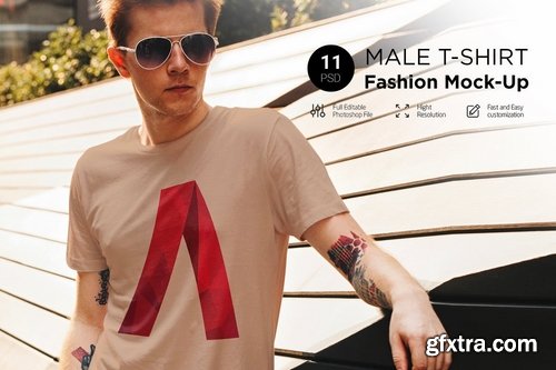 Male T-Shirt Fashion Mock-Up