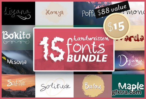 CreativeMarket 15 Handwritten Fonts Bundle SALE 2141555