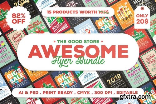 CreativeMarket December Awesome Flyer Bundle 2139775