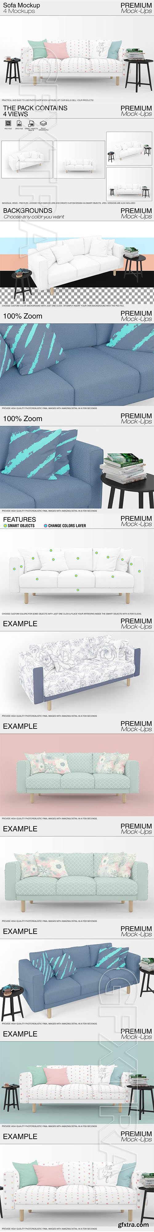 CreativeMarket - Sofa & Pillows Mockup Pack 2162699