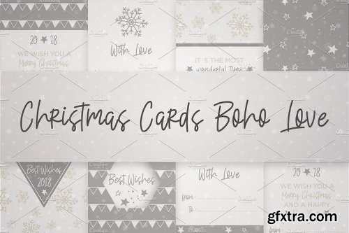 CreativeMarket Christmas Card Set BOHO LOVE 2124275