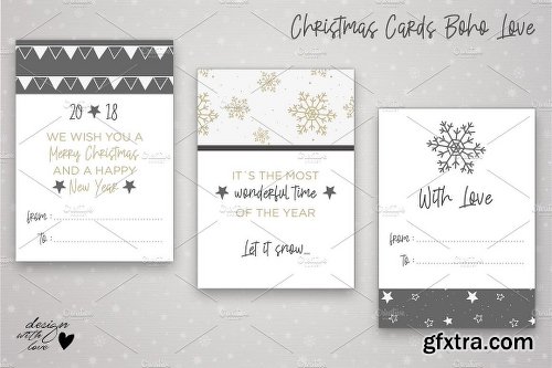 CreativeMarket Christmas Card Set BOHO LOVE 2124275