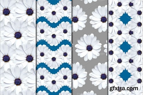 CM - White Daisy Patterns - Digital Paper 1974025