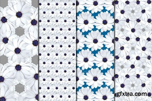 CM - White Daisy Patterns - Digital Paper 1974025