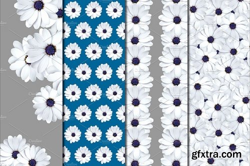 CM - White Daisy Patterns - Digital Paper 1974025