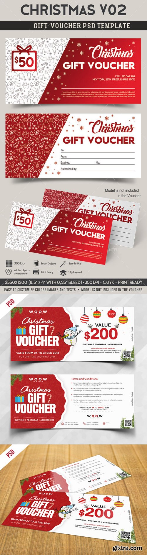 Holiday Season Sale Gift Voucher PSD Templates