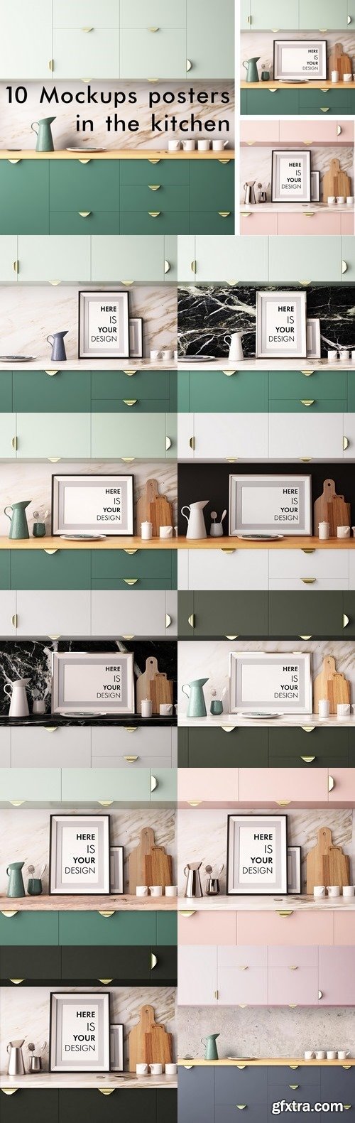 CM - 10 Mockups posters in the kitchen 1477410
