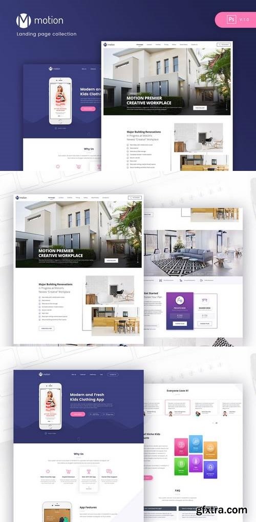 Motion - Landing page Collection PSD template