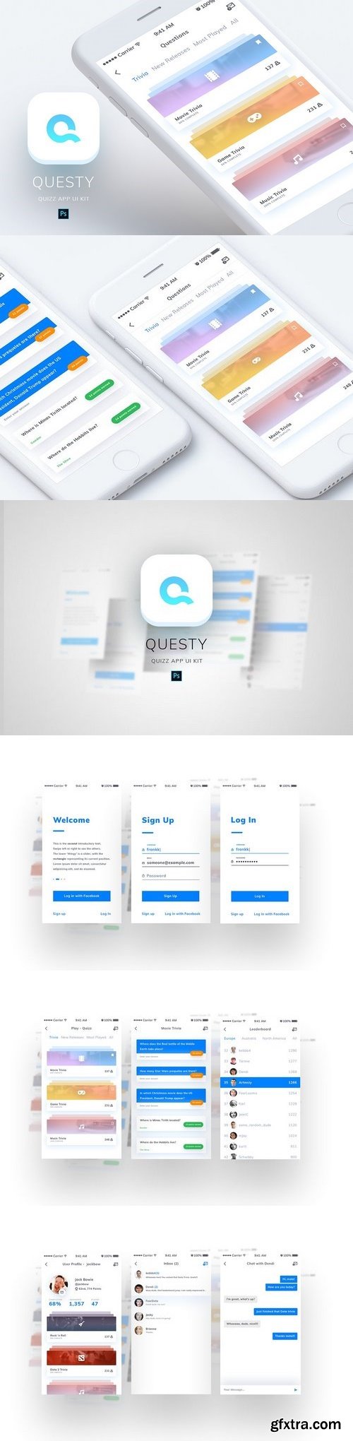 CM - Questy - Quizz Mobile App UI Kit 1916120