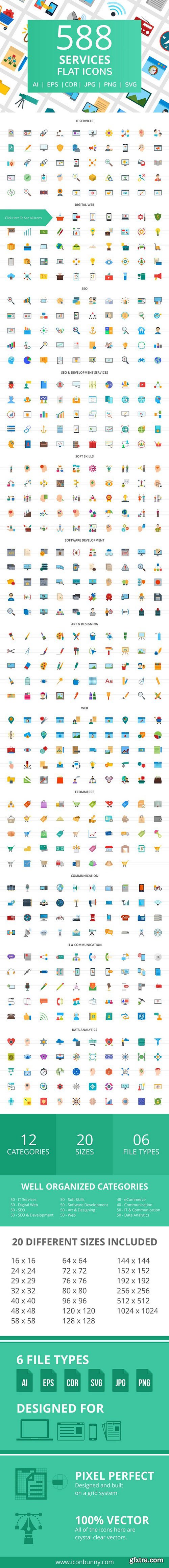 CM - 588 Services Flat Icons 2056091