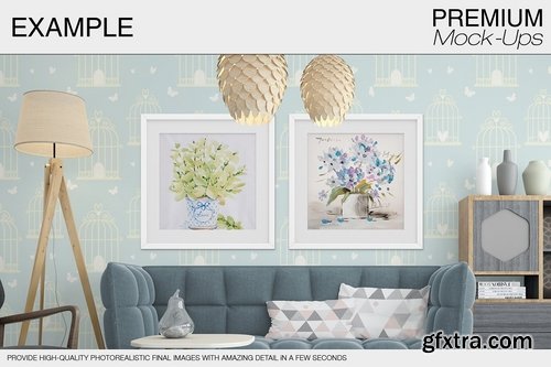 CM - Wall Frames Pillow Mockup Pack 2149966