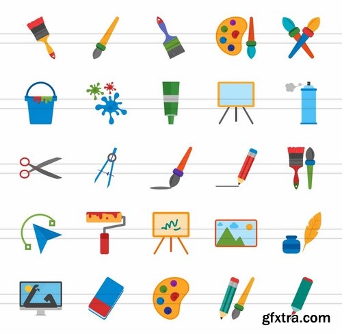 50 Art & Designing Flat Multicolor Icons