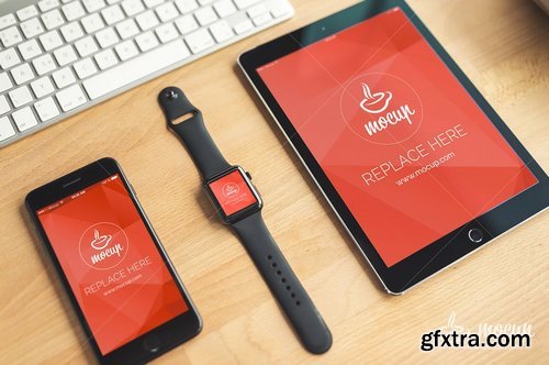 CM - PSD Mockup iPhone, Watch, iPad \