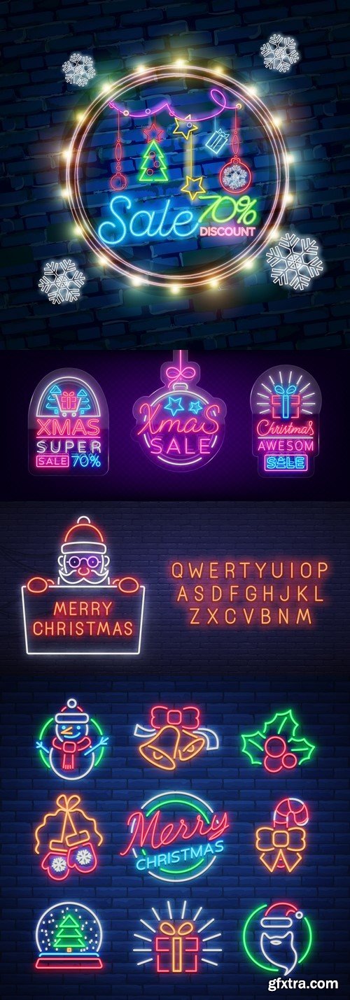 Vectors - Christmas Neon Elements