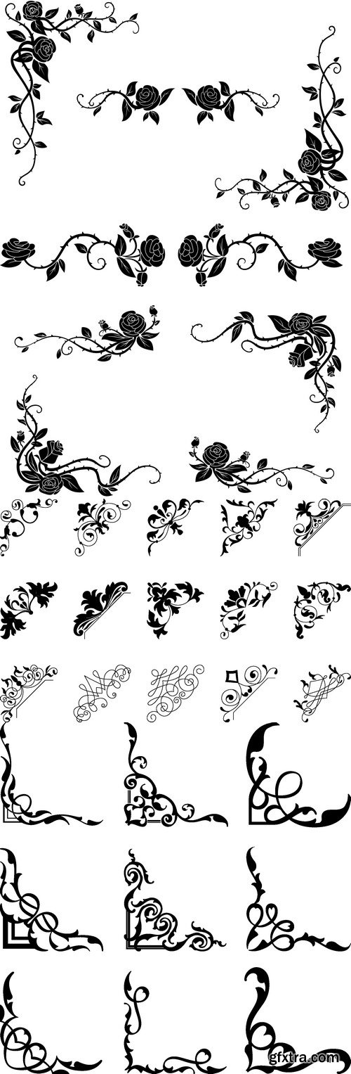 Vectors - Ornamental Floral Corners 20