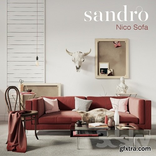 SANDRO Nico Sofa Claret Set 3d Model