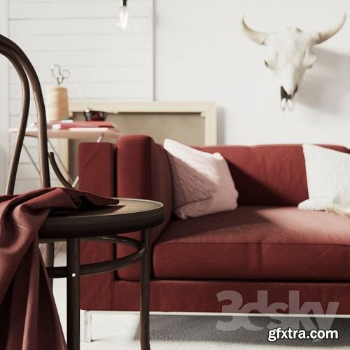 SANDRO Nico Sofa Claret Set 3d Model