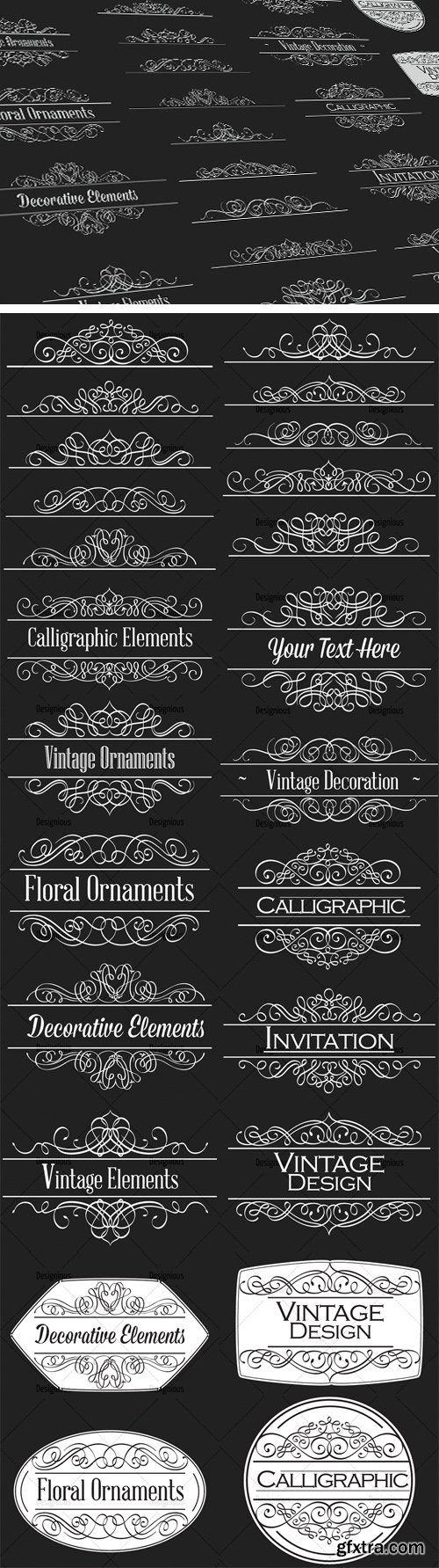 24 Top Quality Calligraphic Ornaments in Vector Worth $40