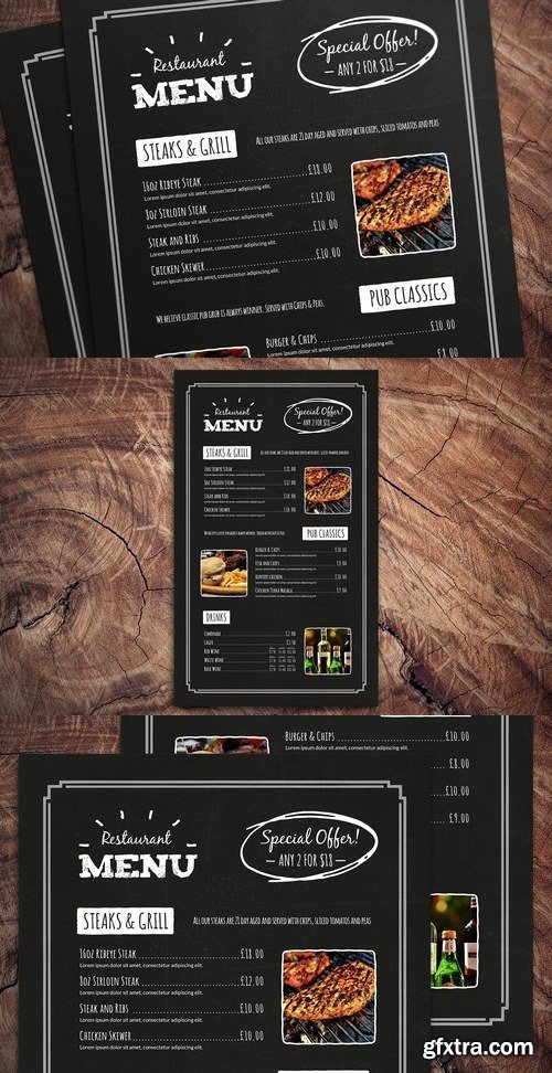 Medialoot - Chalkboard Restaurant Menu Template