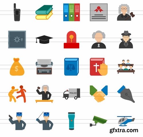 50 Law & Order Flat Multicolor Icons