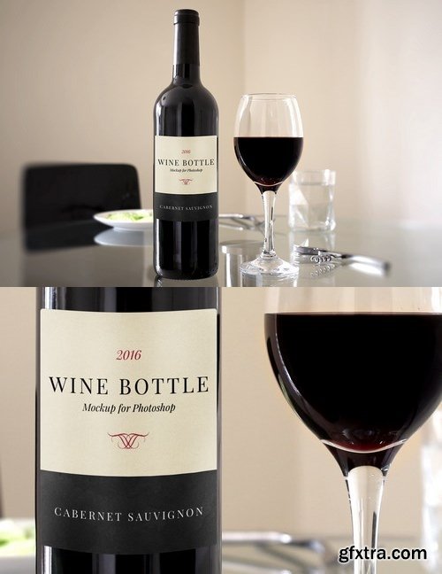 Medialoot - Red Wine Bottle Scene Mockup