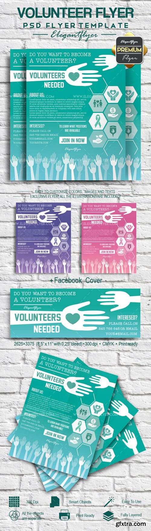 Volunteer – Flyer PSD Template + Facebook Cover