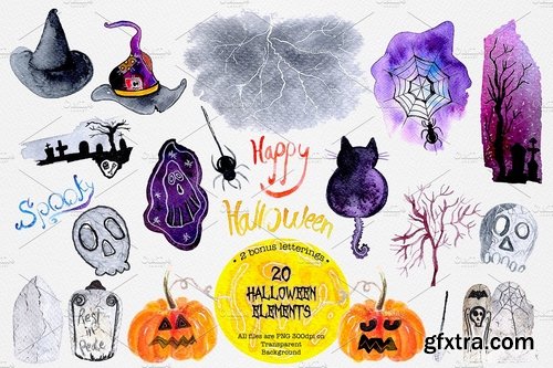 CM - Halloween Watercolor Clipart Set 1976006