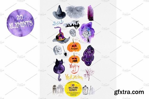 CM - Halloween Watercolor Clipart Set 1976006