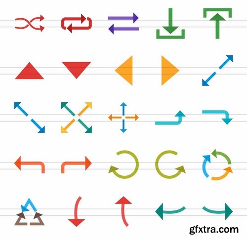 50 Arrows Flat Multicolor Icons