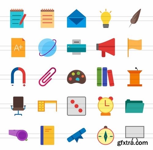 50 Education & Science Flat Multicolor Icons