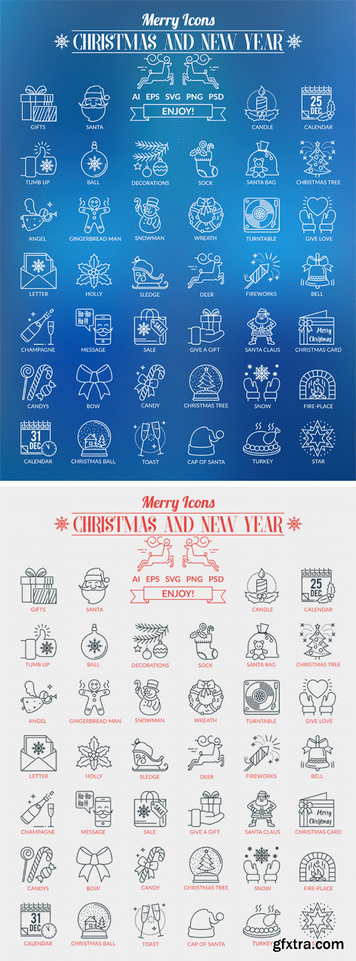 CM - Outline Icons Christmas and New Year 2112777