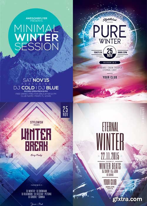 Minimal Winter Party 4in1 V1 2017 Flyer Template