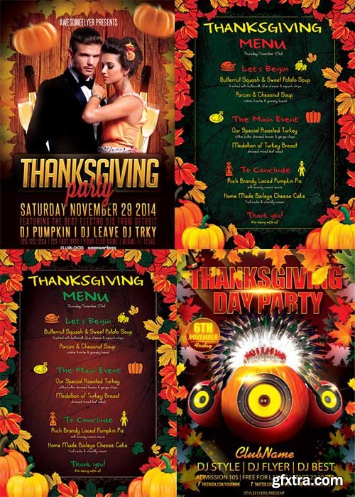 Thanksgiving 2017 4in1 V2 Flyer PSD Template