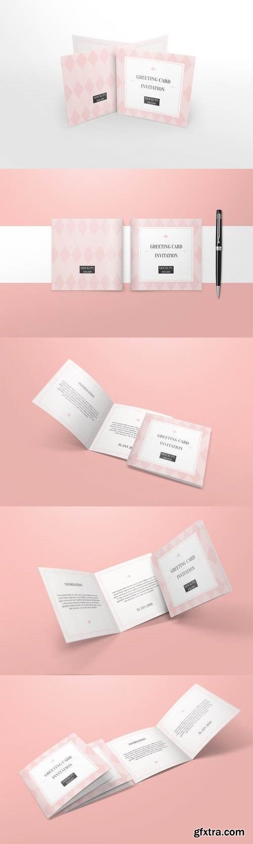 Square Greeting Card / Invitation Mockups