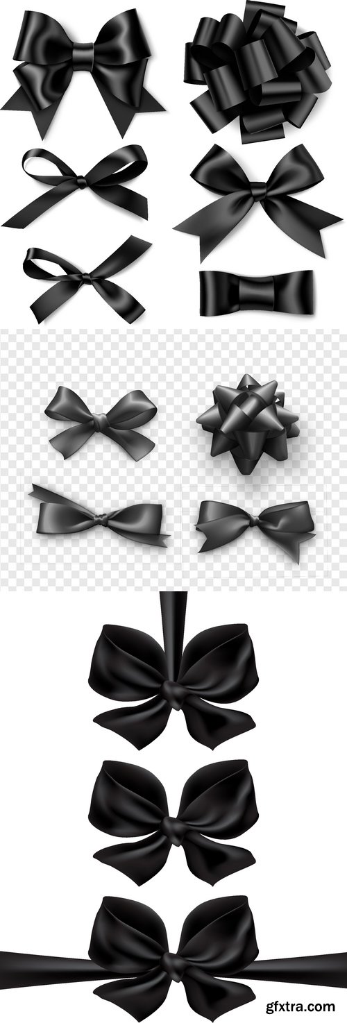 Vectors - Realistic Black Bows Set